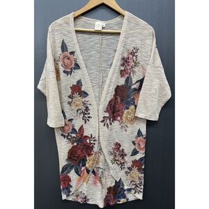 Live In The Moment Sweater Women S Ivory Floral Open Front Cardigan Boho Cottage